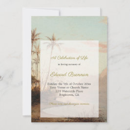 葬儀写真エレガント熱帯島のヤシの木 招待状