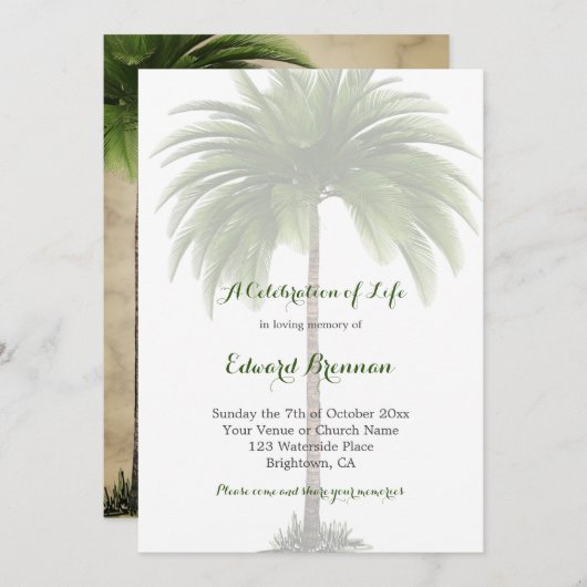 葬儀写真パエレガントームツリーグリーン 招待状 (正面/裏面)