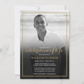 葬儀写真白黒生活お祝い 招待状 (正面)