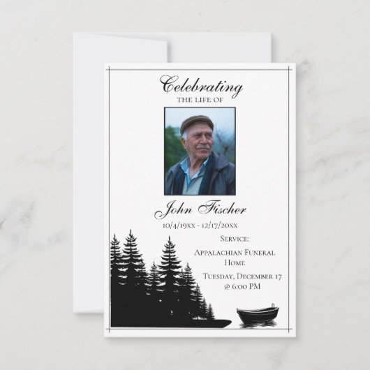 葬儀写真祈りの言葉カード白黒聖句 (正面)