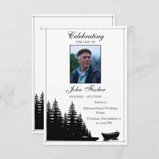 葬儀写真祈りの言葉カード白黒聖句 (正面/裏面)