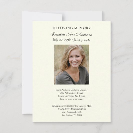 葬儀写真祈りの言葉宗教カトリック カード (正面)