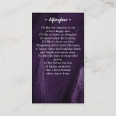 葬儀写真記念祈りの言葉カードパープル悔やみや弔慰 コーリングカード (裏面)