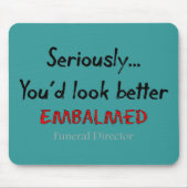 葬儀屋または葬儀屋のおもしろいな霊柩車のデザイン マウスパッド (正面)