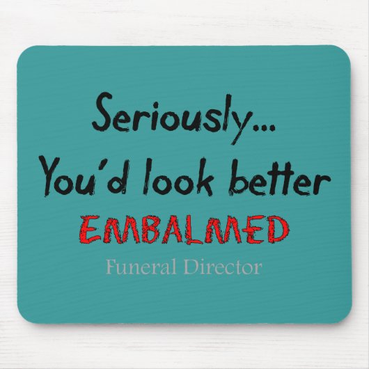 葬儀屋または葬儀屋のおもしろいな霊柩車のデザイン マウスパッド (正面)