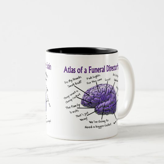 葬儀屋または葬儀屋のおもしろいな頭脳のマグ ツートーンマグカップ (正面右)