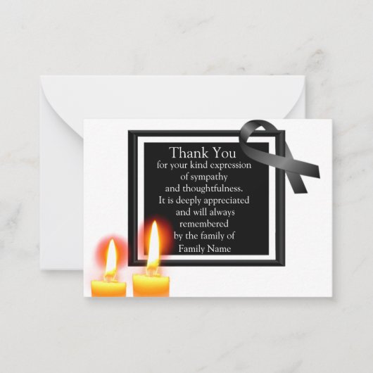 葬儀後のキャンドル2サンキューカード ノートカード (正面)