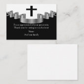 葬儀後のシルバーリボンサンキューカード ノートカード (正面/裏面)