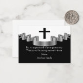 葬儀後のシルバーリボンサンキューカード ノートカード (正面/裏面インサイチュ)