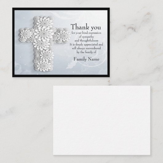 葬儀後の十字花のサンキューカード ノートカード (正面/裏面)