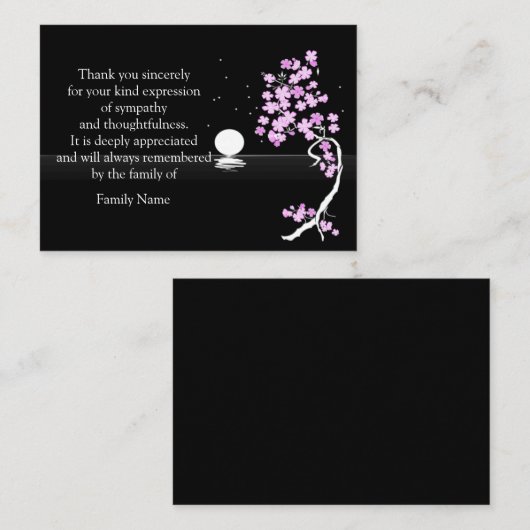 葬儀後の月の木の花のサンキューカード ノートカード (正面/裏面)