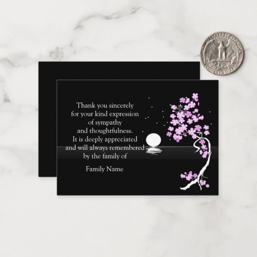 葬儀後の月の木の花のサンキューカード ノートカード (正面/裏面インサイチュ)