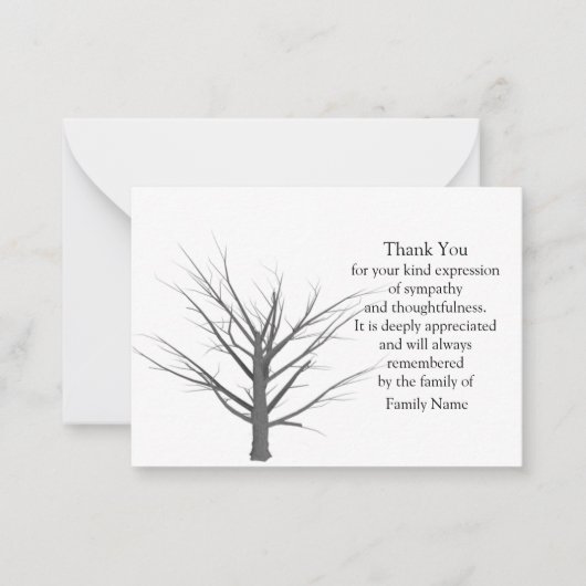 葬儀後の死んだ植物のサンキューカード ノートカード (正面)