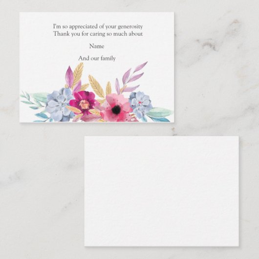 葬儀後の水彩フローラサンキューカード ノートカード (正面/裏面)
