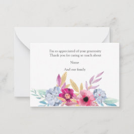 葬儀後の水彩フローラサンキューカード ノートカード