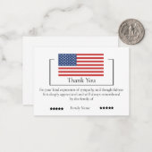 葬儀後の米国国旗のサンキューカード ノートカード (正面/裏面インサイチュ)