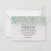 葬儀後の緑の葉のサンキューカード ノートカード (正面)