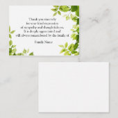 葬儀後の緑の葉のサンキューカード ノートカード (正面/裏面)