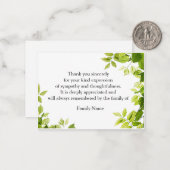 葬儀後の緑の葉のサンキューカード ノートカード (正面/裏面インサイチュ)