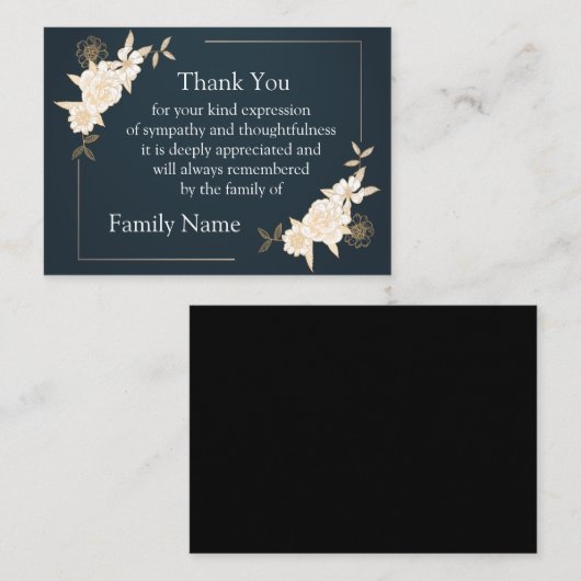 葬儀後の花の枝の花冠サンキューカード ノートカード (正面/裏面)