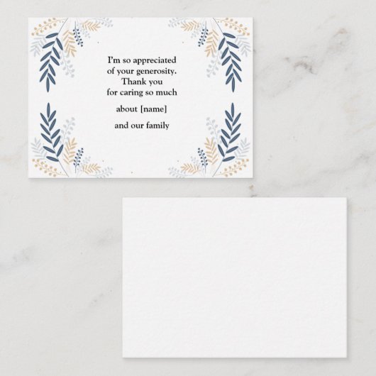 葬儀後の葉付き木の枝サンキューカード ノートカード (正面/裏面)