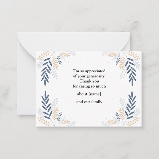 葬儀後の葉付き木の枝サンキューカード ノートカード (正面)