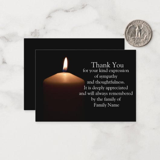 葬儀後の闇の明かりサンキューカード ノートカード (正面/裏面インサイチュ)