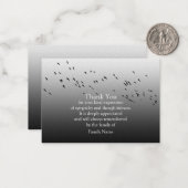 葬儀後の鳥シルエットサンキューカード ノートカード (正面/裏面インサイチュ)