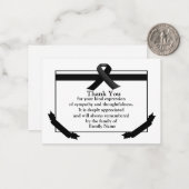 葬儀後の黒いリボンサンキューカード ノートカード (正面/裏面インサイチュ)