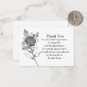 葬儀後の黒バラの花のサンキューカード ノートカード (正面/裏面インサイチュ)