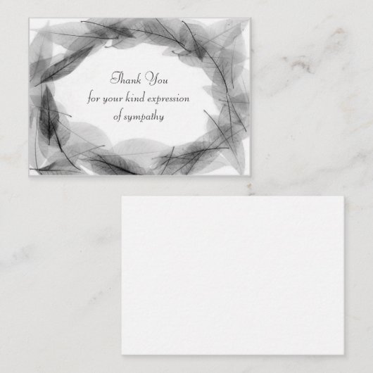 葬儀後の黒葉枠サンキューカード ノートカード (正面/裏面)