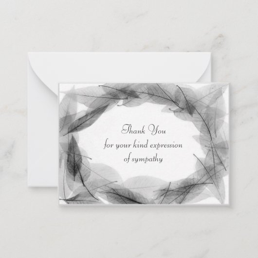 葬儀後の黒葉枠サンキューカード ノートカード (正面)