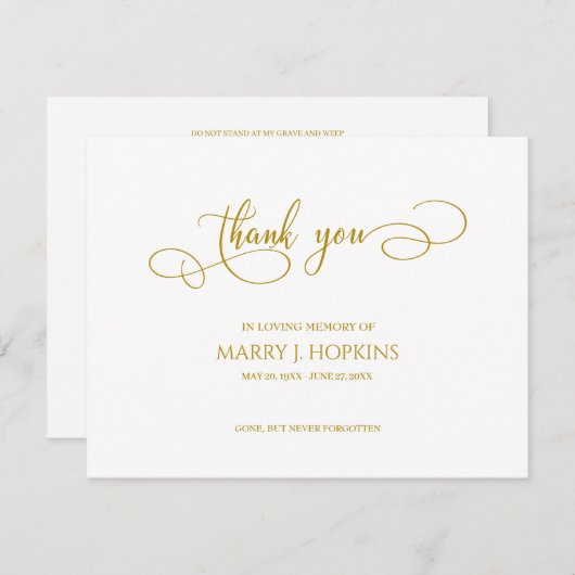 葬儀忌パーソナライズされた別サンキューカード サンキューカード (正面/裏面)