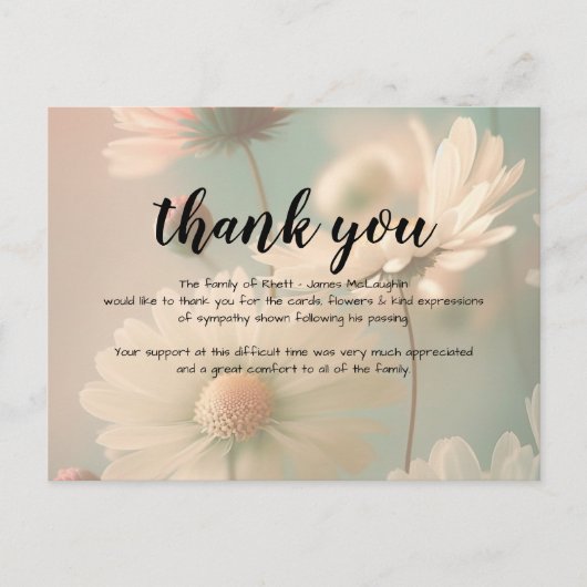 葬儀悔やみや弔慰サンキューカード ポストカード (正面)