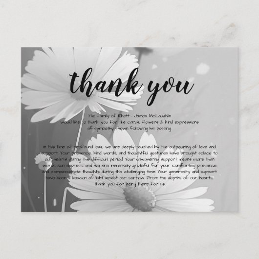 葬儀悔やみや弔慰サンキューカード ポストカード (正面)