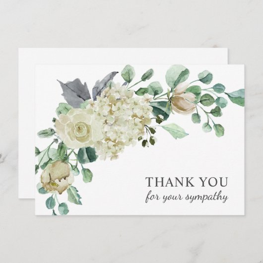 葬儀悔やみや弔慰サンキュークレムウォーター色フローラ サンキューカード (正面/裏面)