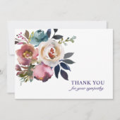 葬儀悔やみや弔慰サンキューバラ水彩フローラ サンキューカード (正面)