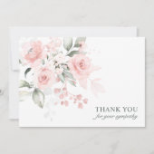 葬儀悔やみや弔慰サンキューピンクウォーター色フローラ サンキューカード (正面)