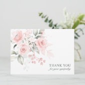 葬儀悔やみや弔慰サンキューピンクウォーター色フローラ サンキューカード (スタンド正面)