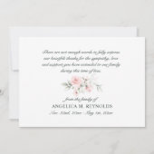 葬儀悔やみや弔慰サンキューピンクウォーター色フローラ サンキューカード (裏面)