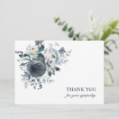 葬儀悔やみや弔慰サンキューブルーウォーター色フローラ サンキューカード (スタンド正面)