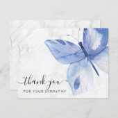 葬儀悔やみや弔慰バタフライサンキューノートカード サンキューカード (正面/裏面)