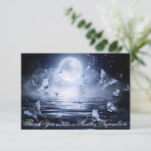 葬儀悔やみや弔慰ミッドナイトブルーバタフライ写真 サンキューカード (スタンド正面)