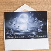 葬儀悔やみや弔慰ミッドナイトブルーバタフライ写真 サンキューカード