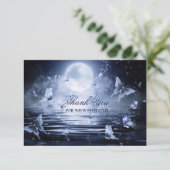 葬儀悔やみや弔慰ミッドナイトブルーバタフライ写真 サンキューカード (スタンド正面)