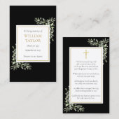 葬儀悔やみや弔慰メモリアル緑の祈りの言葉カード 名刺 (正面/裏面)