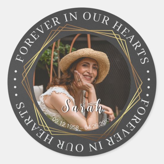 葬儀悔やみや弔慰写真記念ステッカー ラウンドシール (正面)