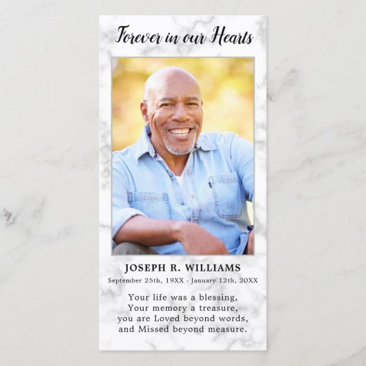 葬儀悔やみや弔慰写真記念祈りの言葉しおり (正面)