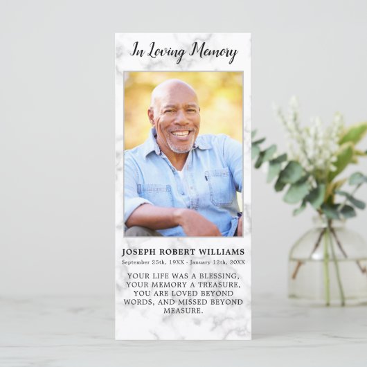 葬儀悔やみや弔慰写真記念祈りの言葉カード大理石 (スタンド正面)