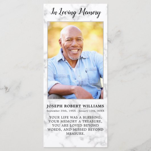 葬儀悔やみや弔慰写真記念祈りの言葉カード大理石 (正面)